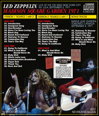 LED ZEPPELIN MADISON SQUARE GARDEN 1971 collector's edition 4CD