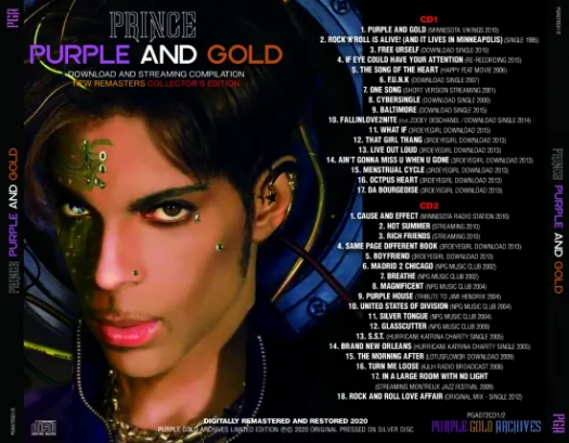 PRINCE / PURPLE AND GOLD DOWNLOAD AND STREAMING COMPILATION - NEW REMASTERS [Press 2CD]
