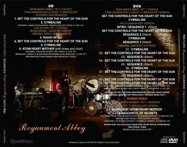 PINK FLOYD / EXCAVATION: ROYAUMONT ABBEY - TV&RADIO BROADCAST 1971 (1CD+1DVD) SP009CD1/DVD1