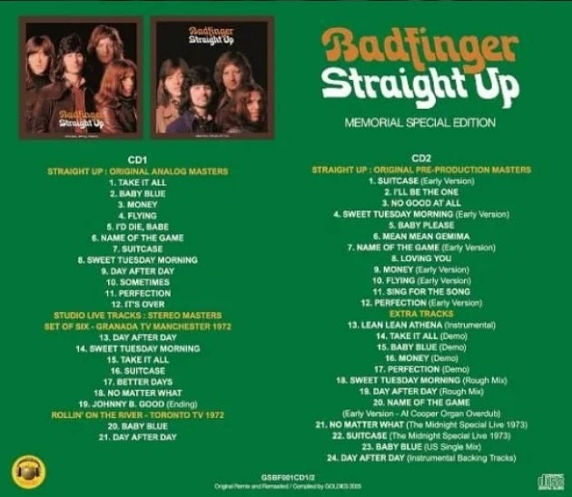 BADFINGER / STRAIGHT UP - MEMORIAL SPECIAL EDITION (2CD) GOLDIES / GSBF001CD1/2