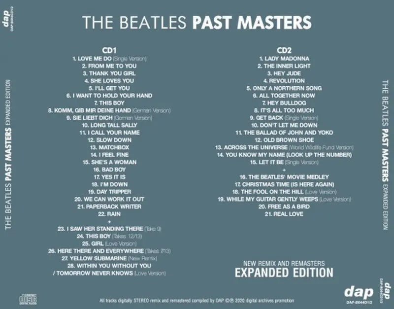 THE BEATLES / PAST MASTERS -NEW REMIX AND REMASTERS- EXPANDED EDITION (2CD)